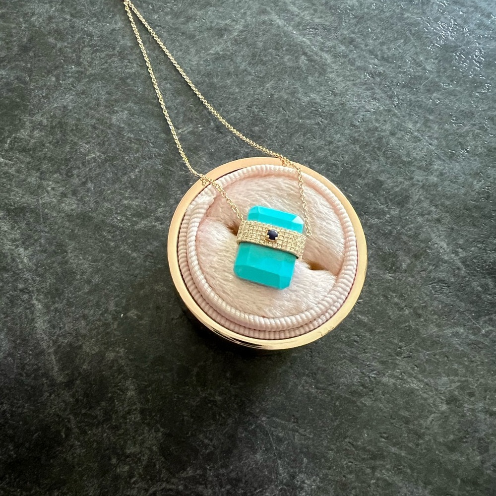Gold and Turquoise Pendant Necklace